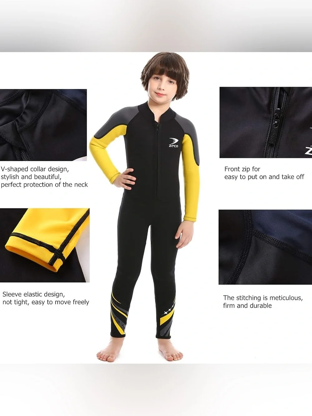 ZCCO Kids Wetsuit 2.5mm Neoprene Diving Full Body Long Sleeve One Piece Wet Suit